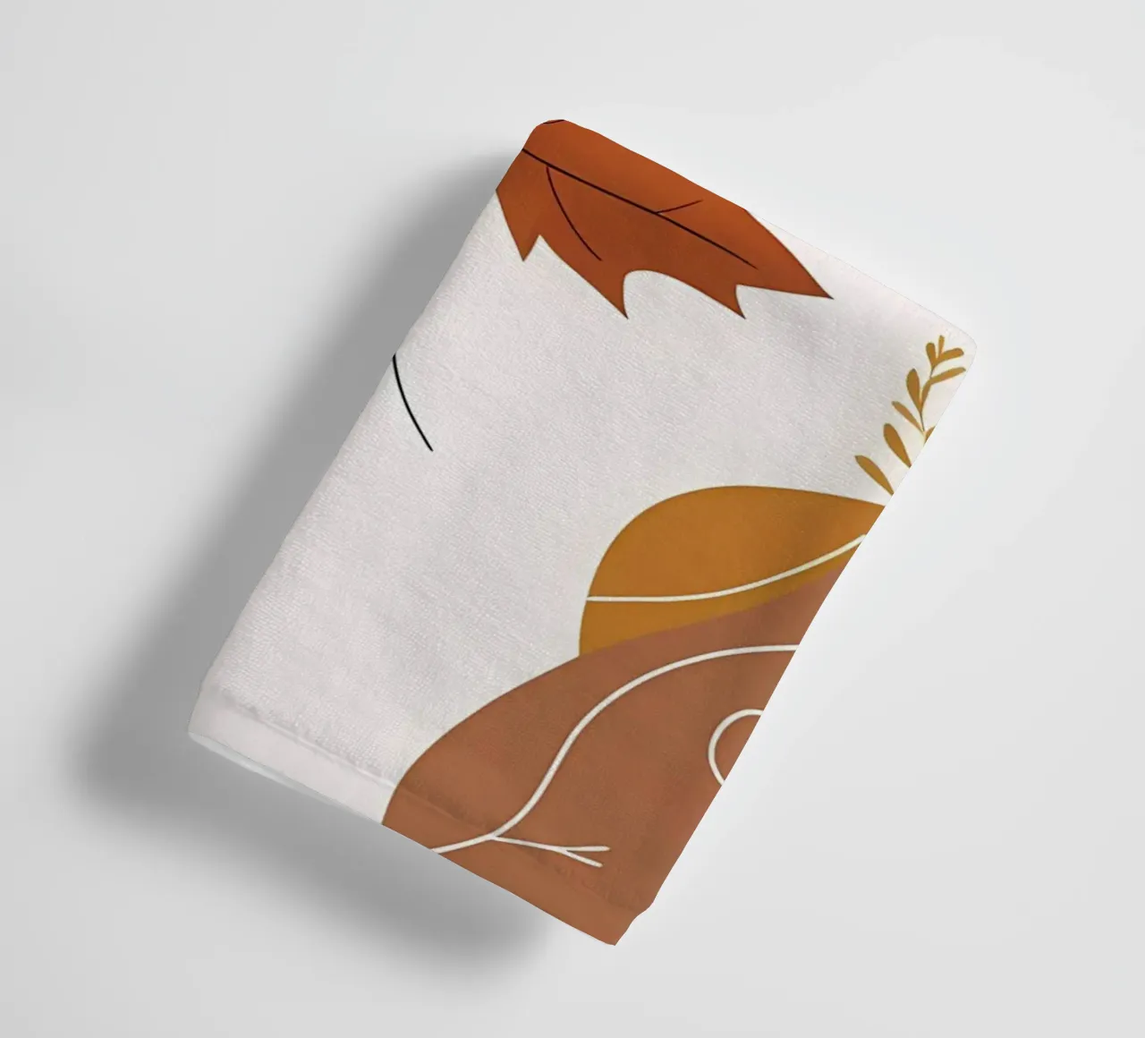 Minimalist one line drawing of a single maple leaf towel by Bloom And Brush