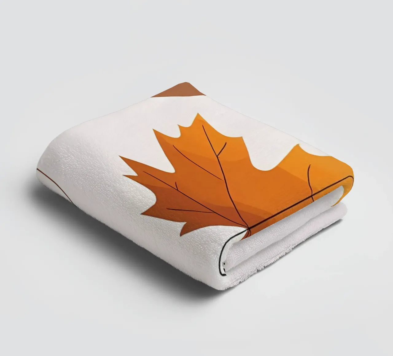 Minimalist one line drawing of a single maple leaf towel by Bloom And Brush