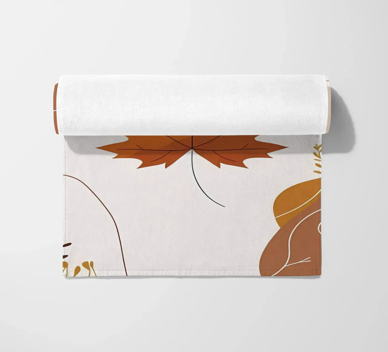 Disegno minimalista a una linea di una singola foglia d'acero telo mare da Bloom And Brush