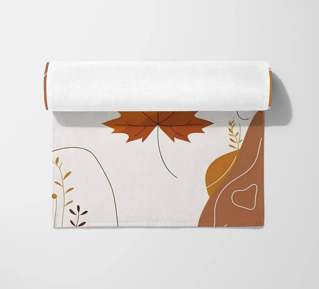 Disegno minimalista a una linea di una singola foglia d'acero telo mare da Bloom And Brush