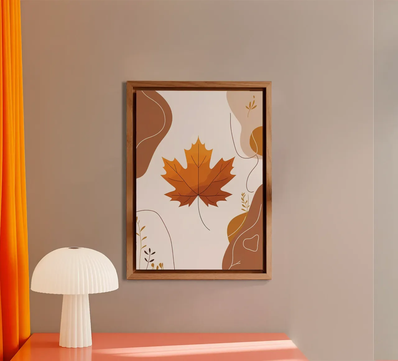 Minimalist one line drawing of a single maple leaf alu-dibond by Bloom And Brush