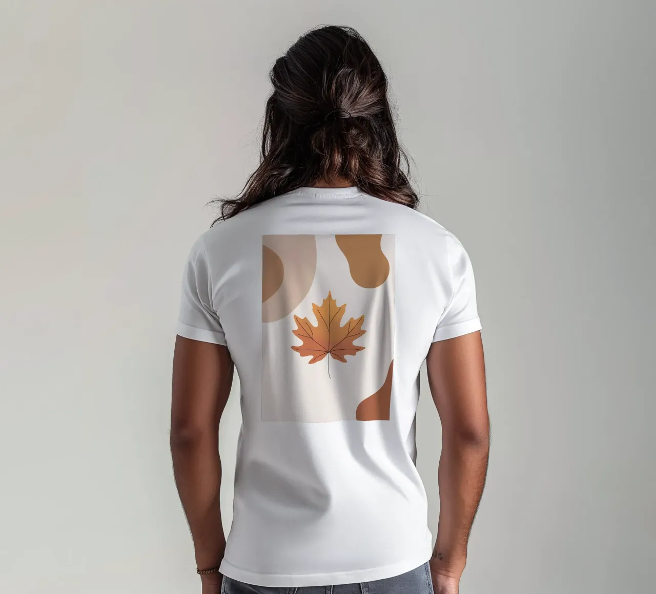 Minimalist one line drawing of a single maple leaf t-shirt by Bloom And Brush
