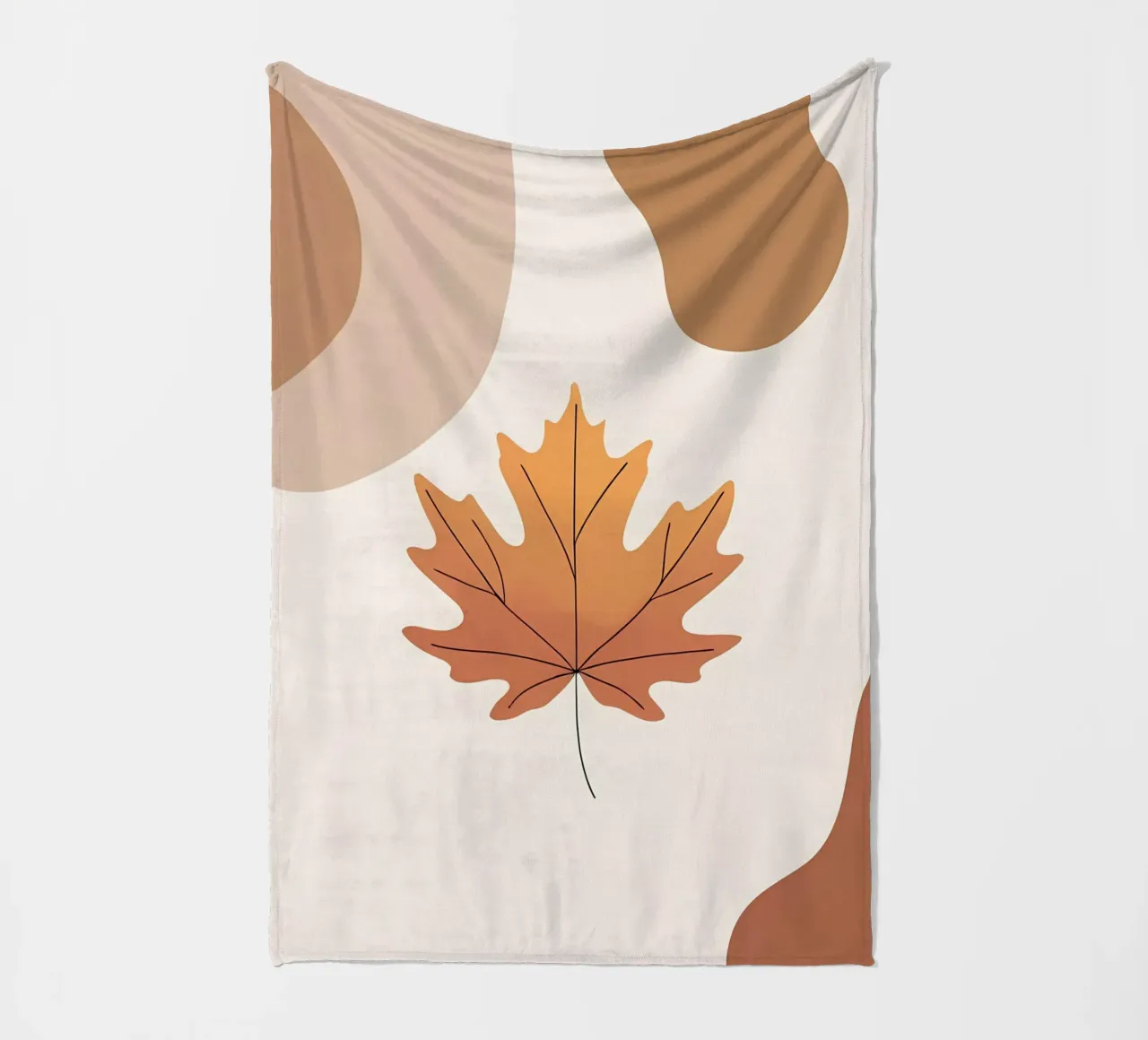 Minimalist one line drawing of a single maple leaf fleece blanket by Bloom And Brush