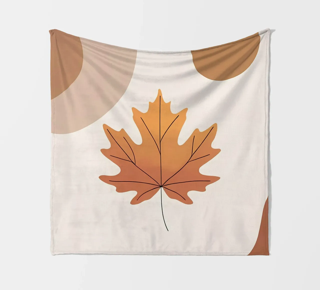Minimalist one line drawing of a single maple leaf fleece blanket by Bloom And Brush