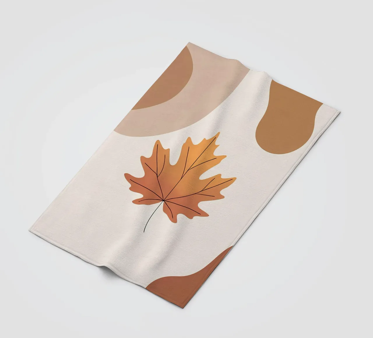 Minimalist one line drawing of a single maple leaf fleece blanket by Bloom And Brush