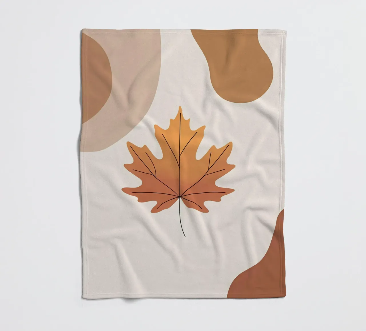 Minimalist one line drawing of a single maple leaf fleece blanket by Bloom And Brush