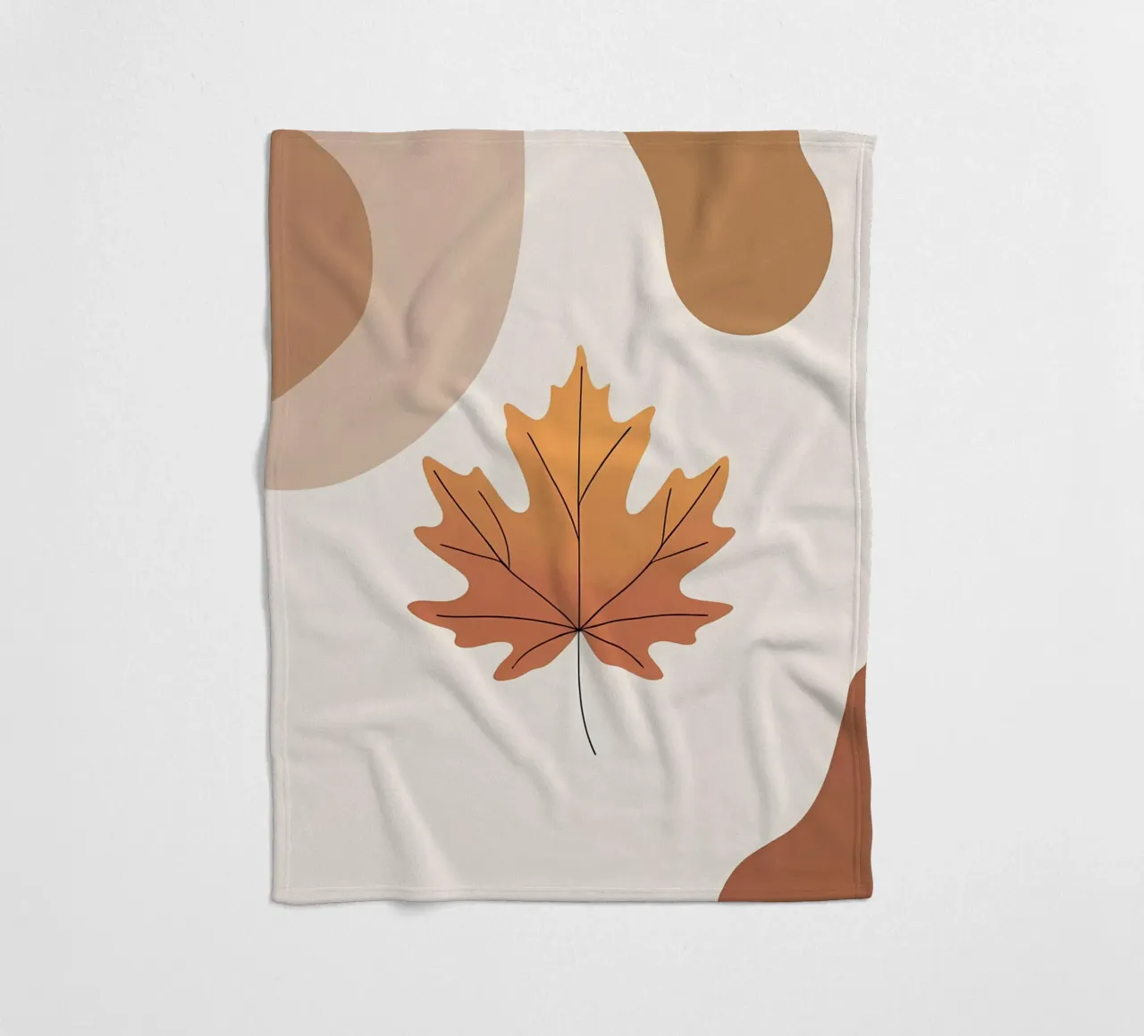 Minimalist one line drawing of a single maple leaf fleece blanket by Bloom And Brush