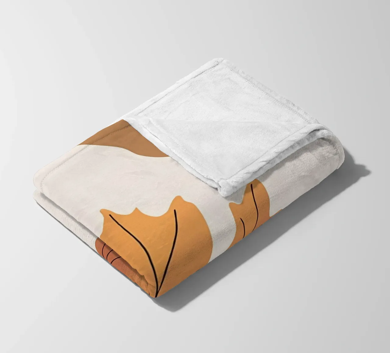 Minimalist one line drawing of a single maple leaf fleece blanket by Bloom And Brush