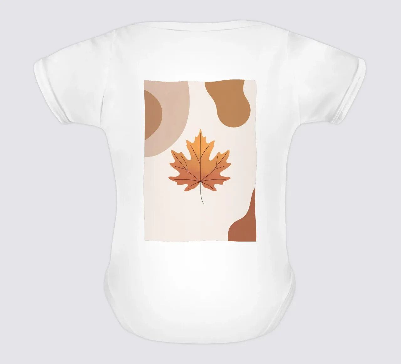 Minimalist one line drawing of a single maple leaf short-sleeve baby romper by Bloom And Brush