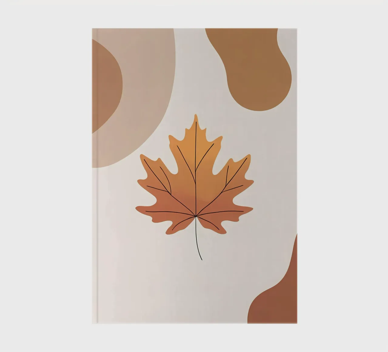 Minimalist one line drawing of a single maple leaf notebook by Bloom And Brush