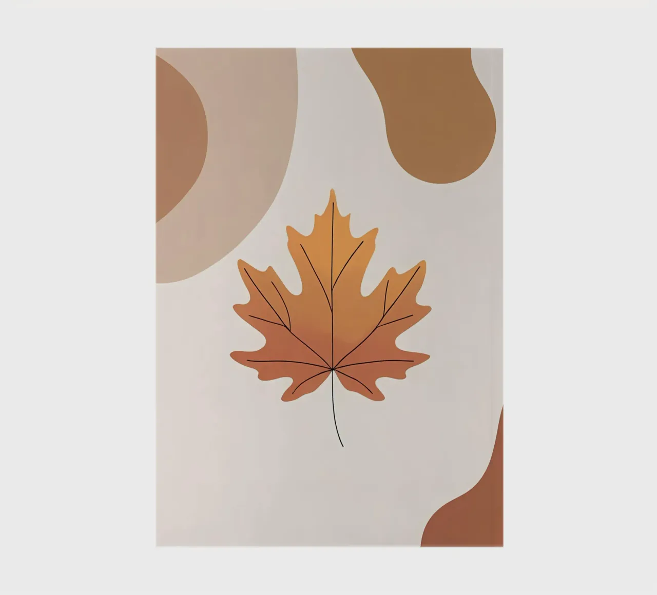 Minimalist one line drawing of a single maple leaf notebook by Bloom And Brush