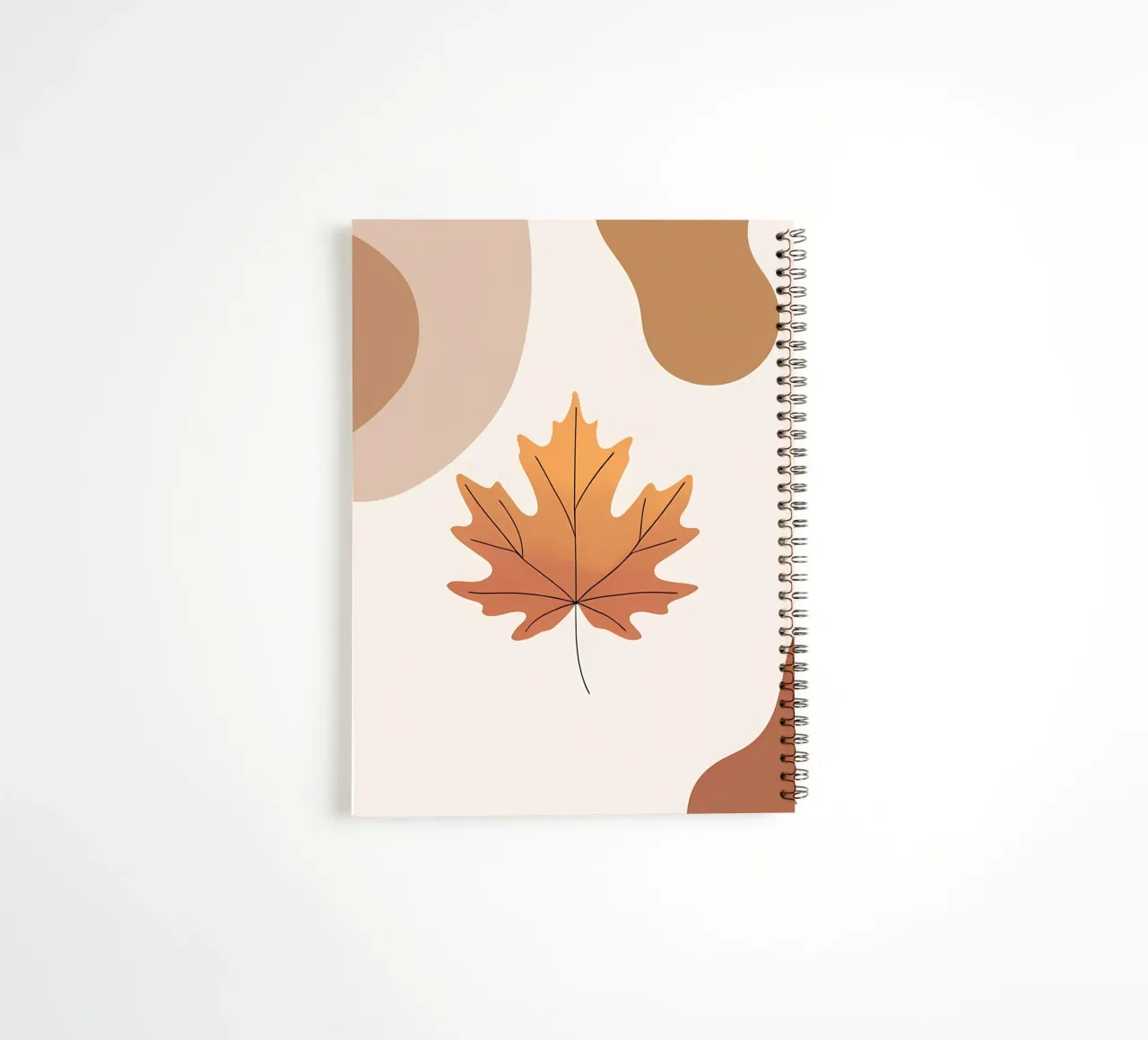 Minimalist one line drawing of a single maple leaf spiral notebook by Bloom And Brush