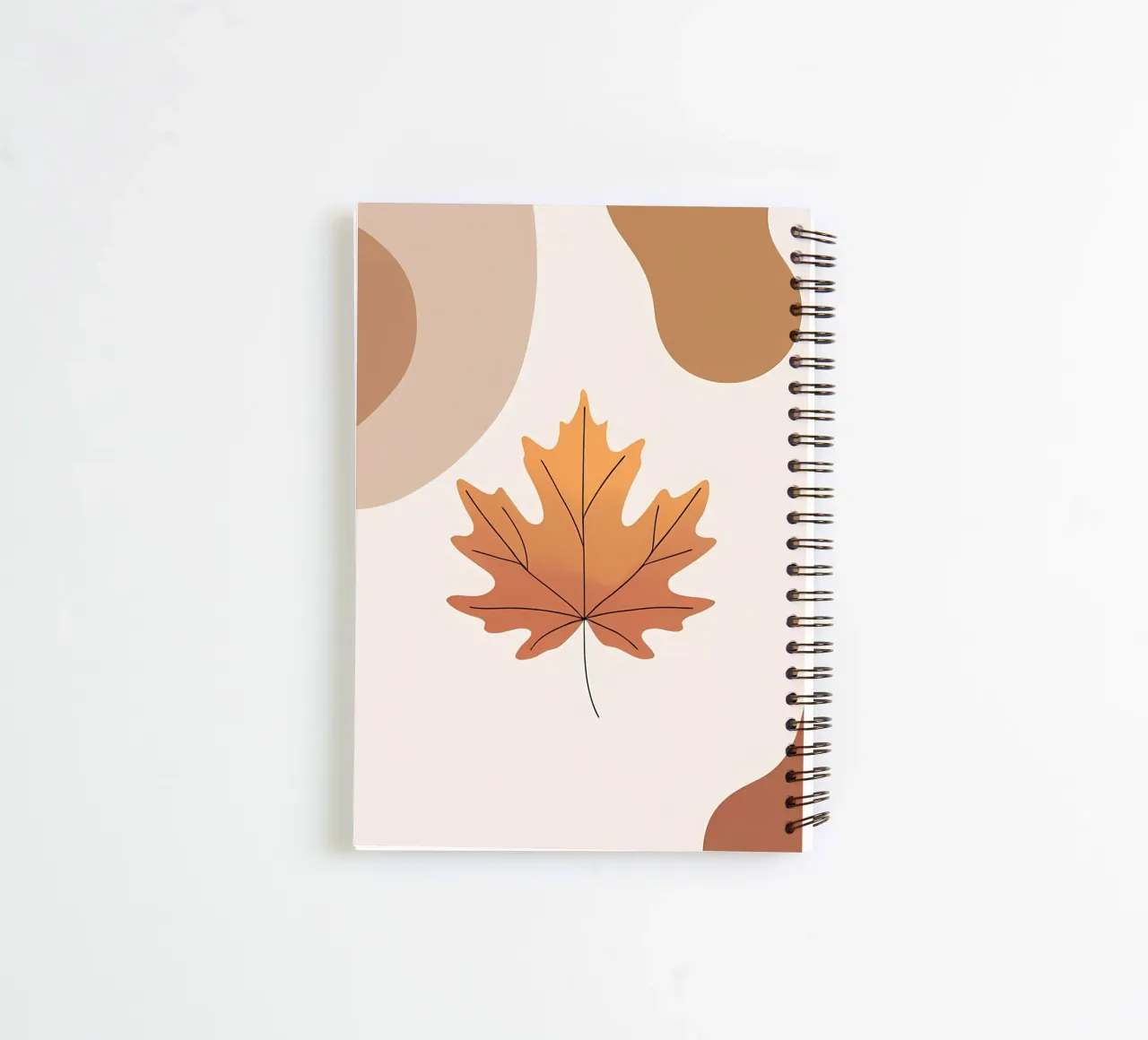 Minimalist one line drawing of a single maple leaf spiral notebook by Bloom And Brush