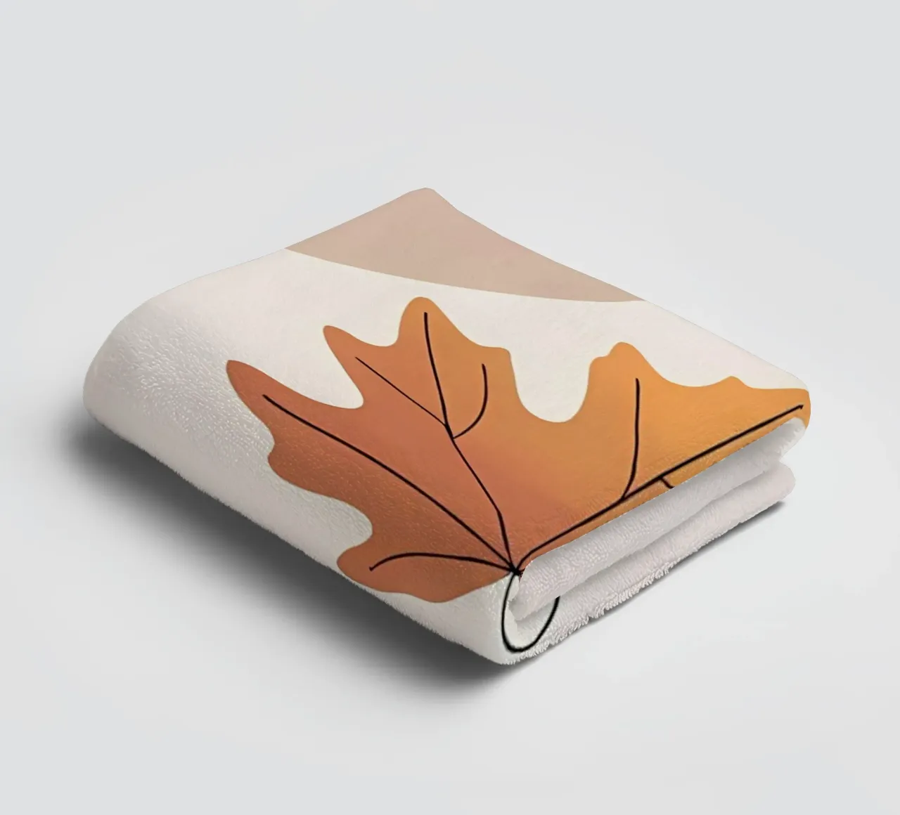 Minimalist one line drawing of a single maple leaf towel by Bloom And Brush