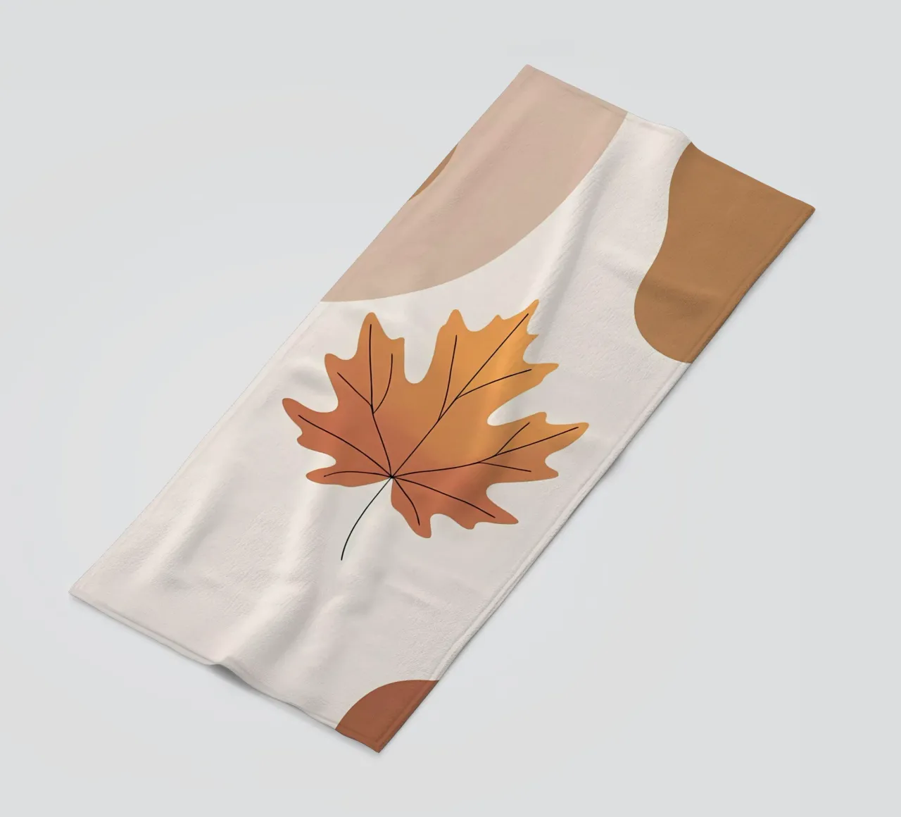 Minimalist one line drawing of a single maple leaf beach towel by Bloom And Brush