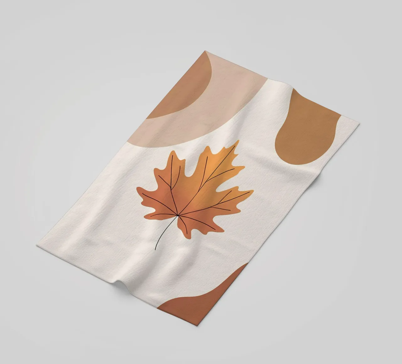 Minimalist one line drawing of a single maple leaf beach towel by Bloom And Brush