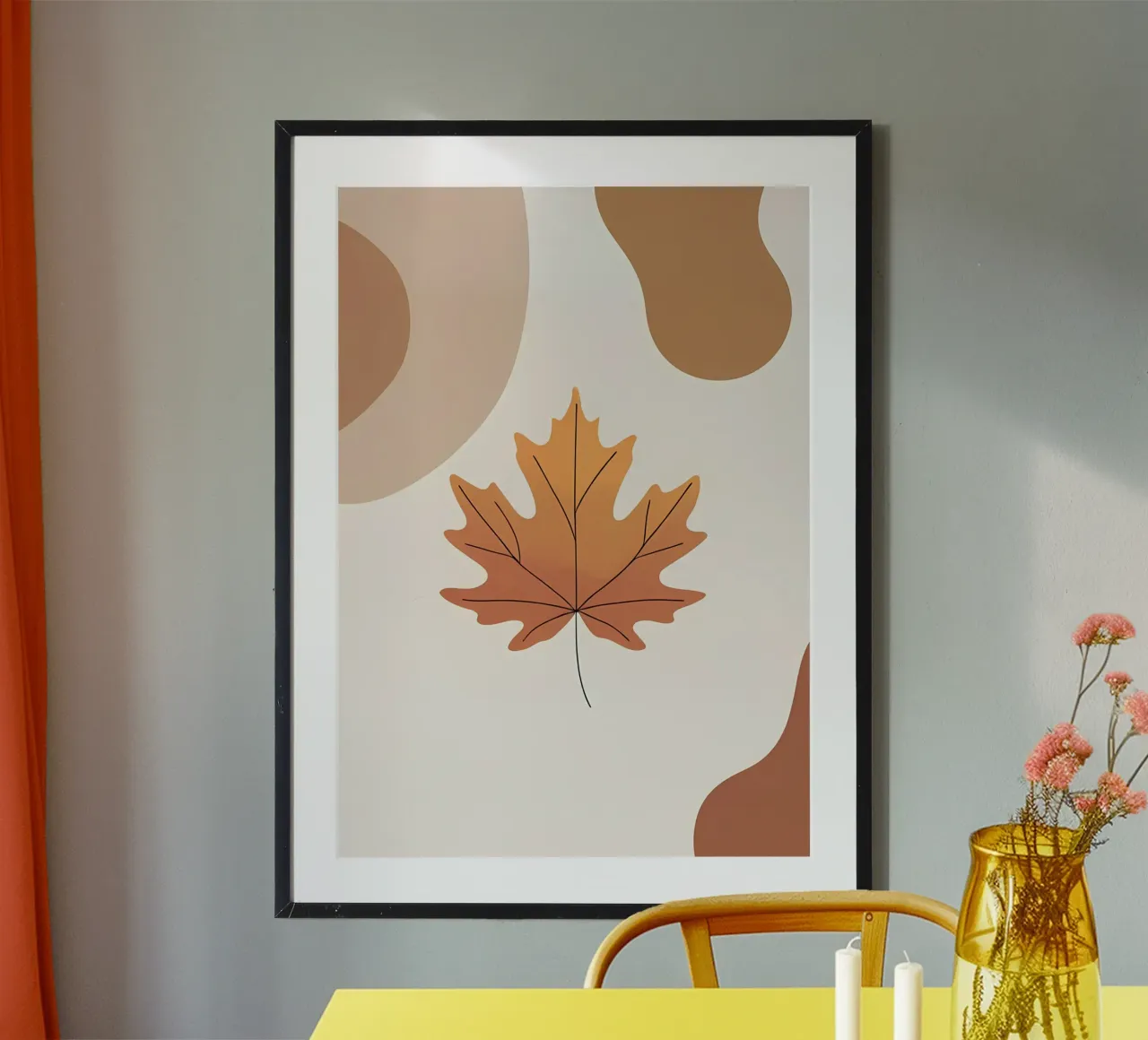 Minimalist one line drawing of a single maple leaf hahnemühle by Bloom And Brush