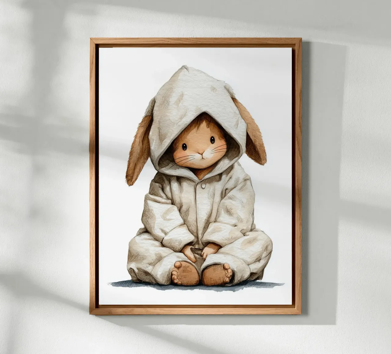 Poster di un simpatico coniglio in pigiama per la cameretta dei bambini alluminio dibond da Kid’s Dream