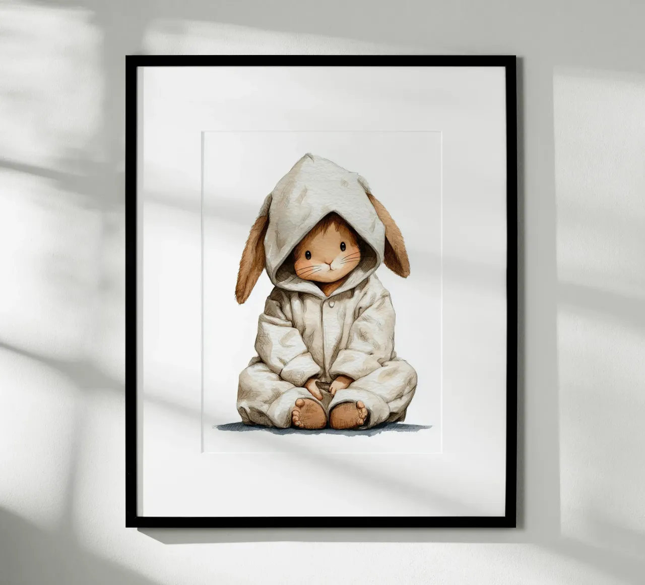 Poster di un simpatico coniglio in pigiama per la cameretta dei bambini carta hahnemühle da Kid’s Dream