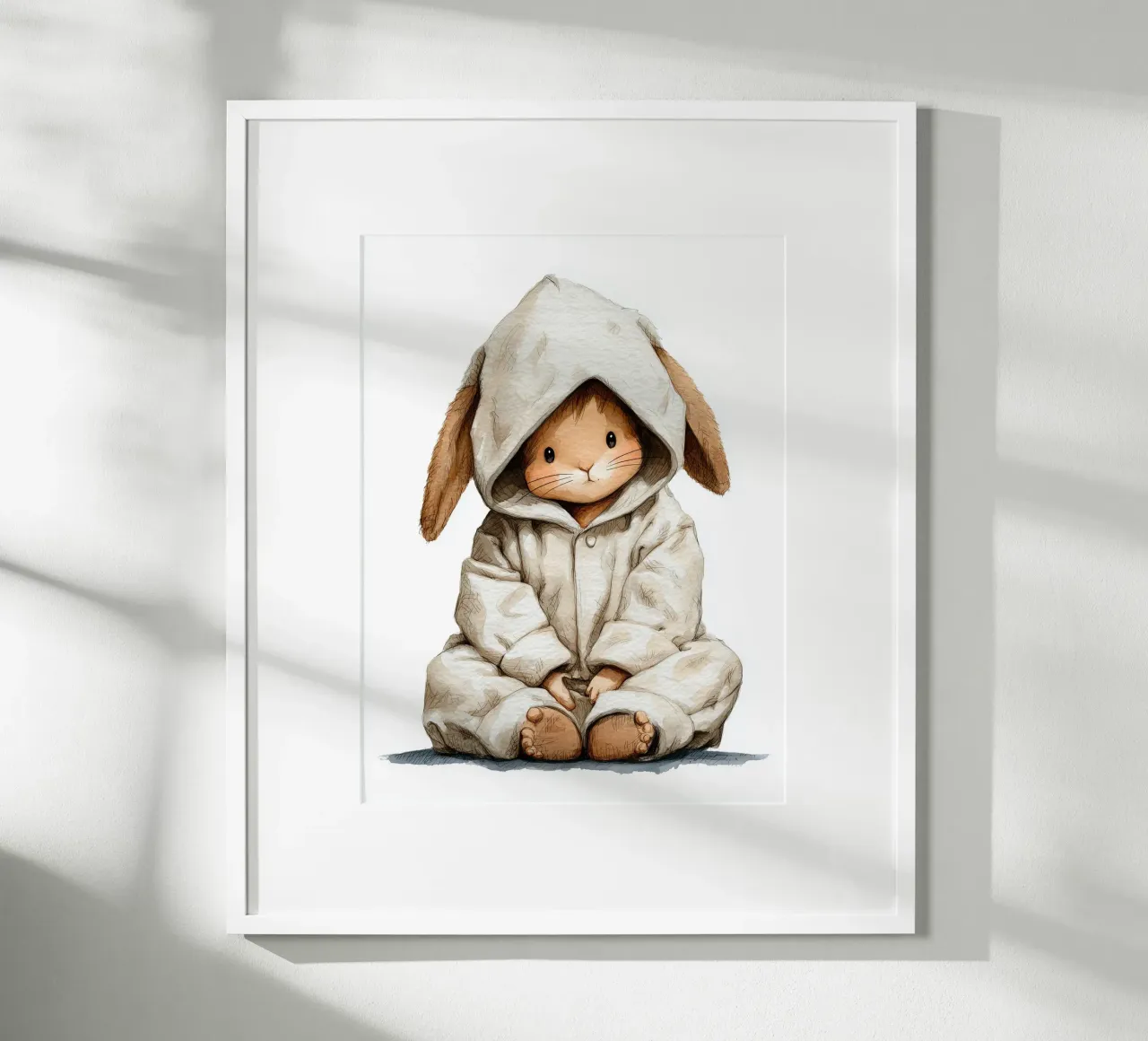 Poster di un simpatico coniglio in pigiama per la cameretta dei bambini carta hahnemühle da Kid’s Dream