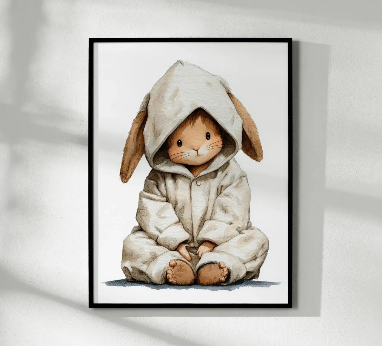 Poster di un simpatico coniglio in pigiama per la cameretta dei bambini carta hahnemühle da Kid’s Dream