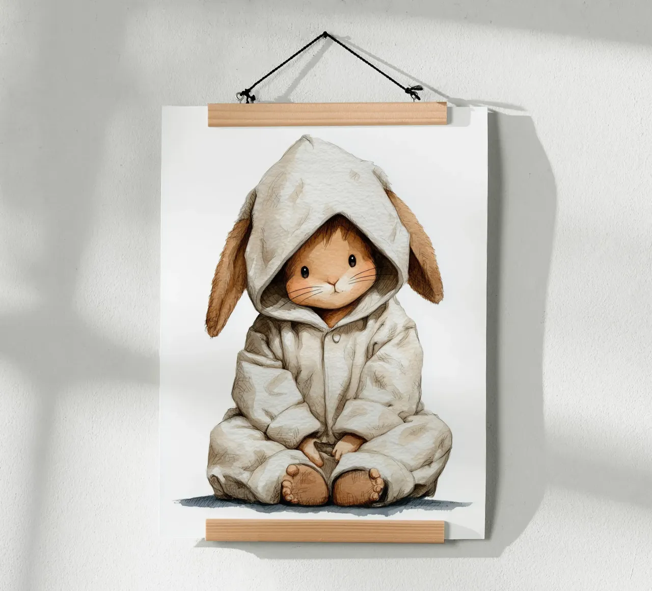 Poster di un simpatico coniglio in pigiama per la cameretta dei bambini carta hahnemühle da Kid’s Dream