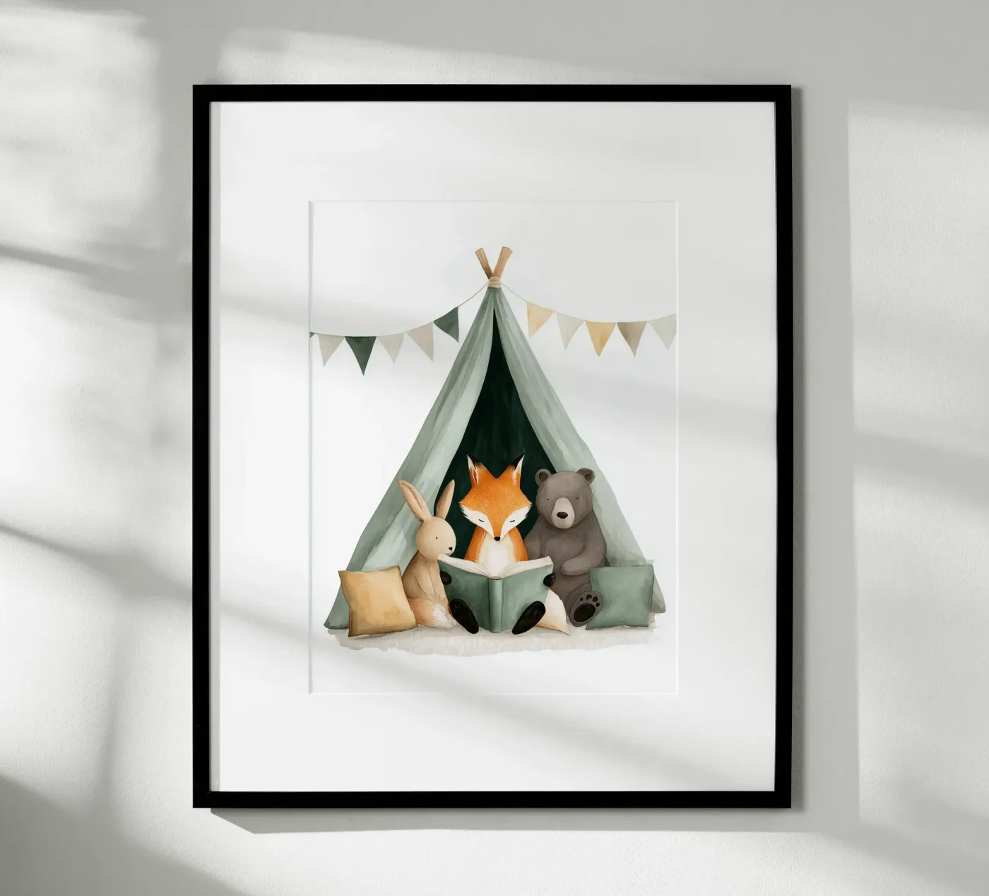 Animals reading in a teepee poster by Kid’s Dream