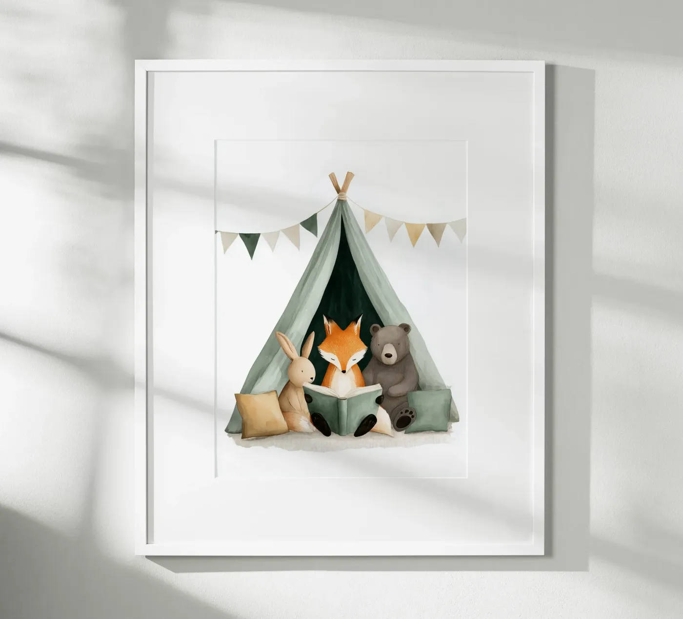 Animals reading in a teepee poster by Kid’s Dream