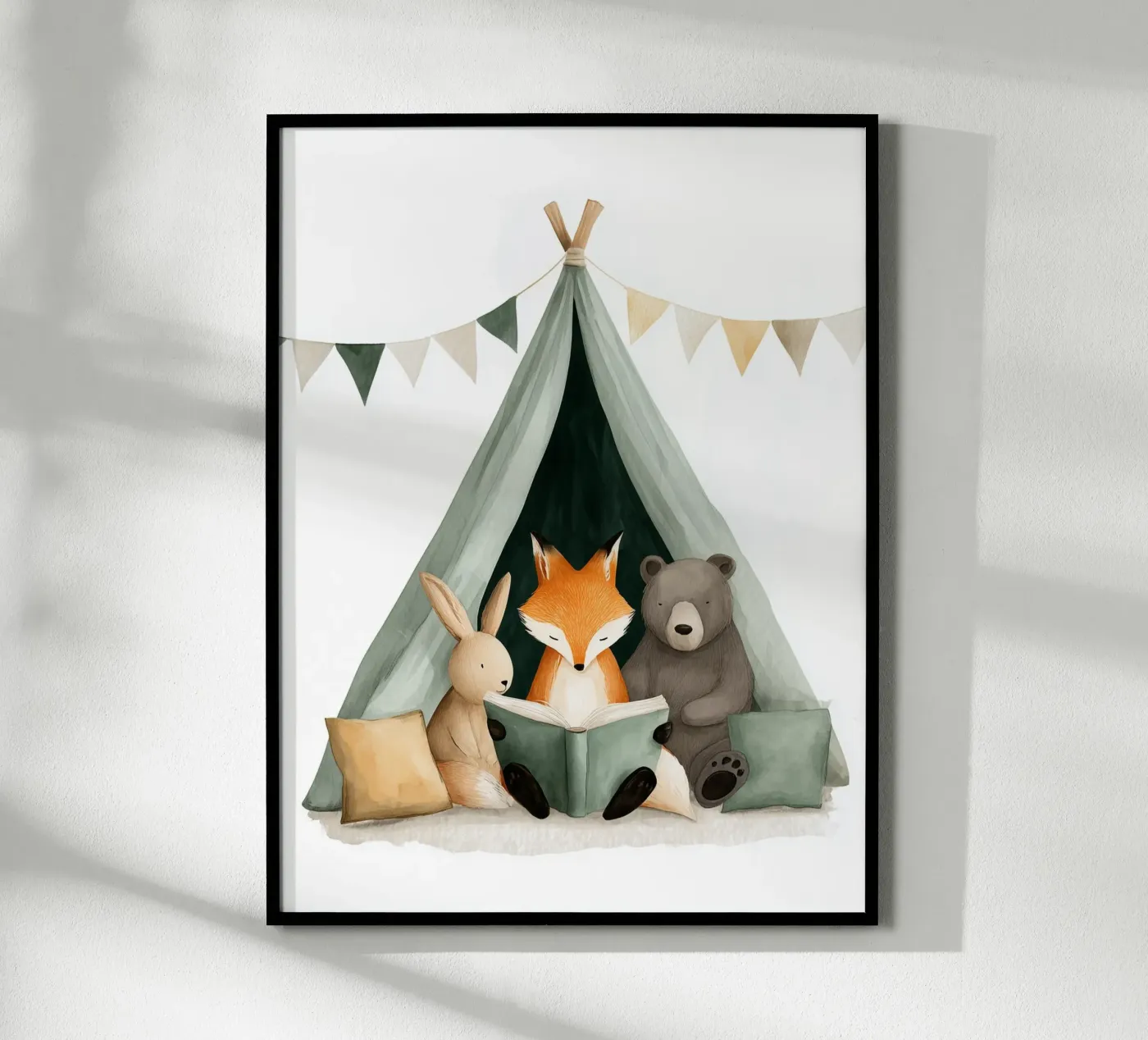 Animals reading in a teepee poster by Kid’s Dream