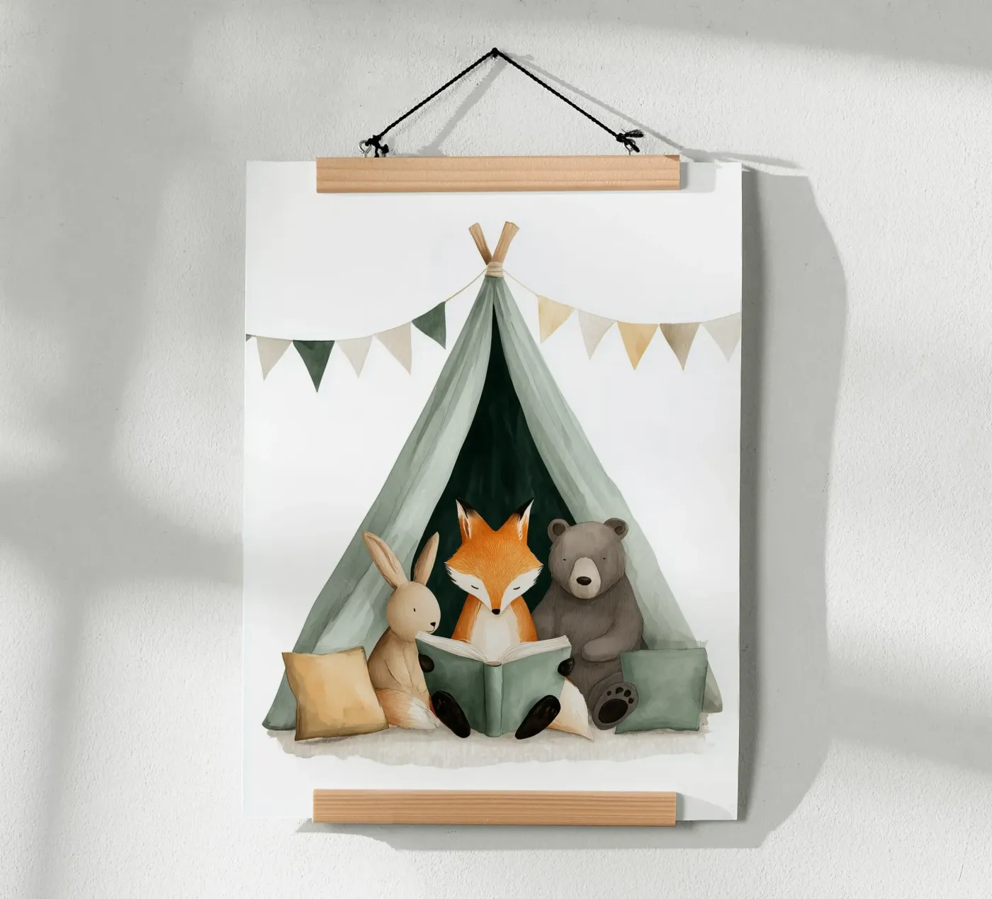 Animals reading in a teepee poster by Kid’s Dream