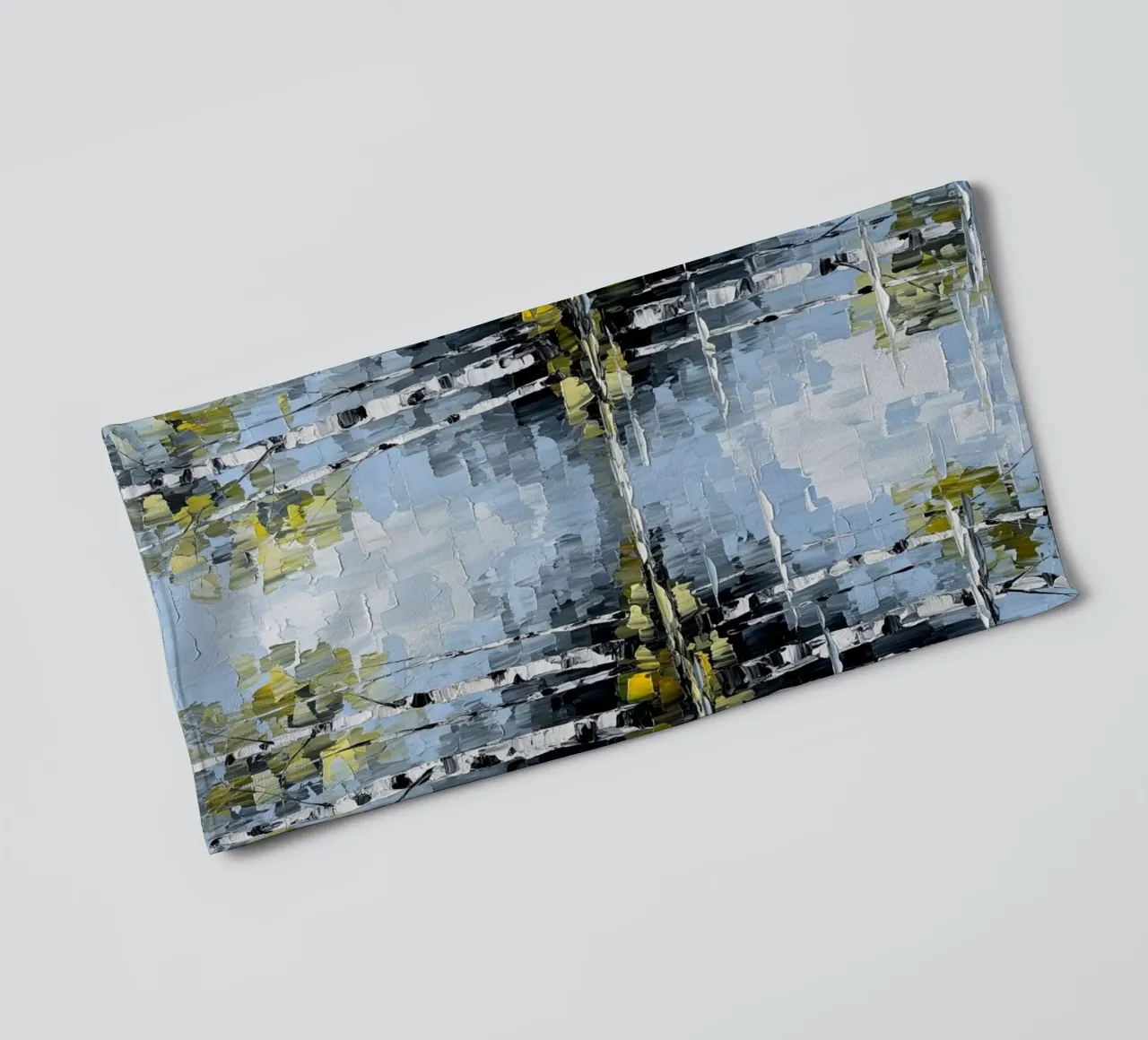 Sereen berkenbos: Een structuurschilderij in impasto badhanddoek van Artistic-shop
