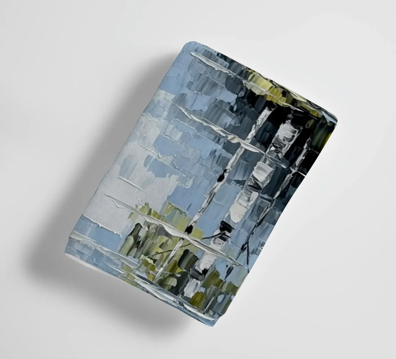 Sereen berkenbos: Een structuurschilderij in impasto badhanddoek van Artistic-shop