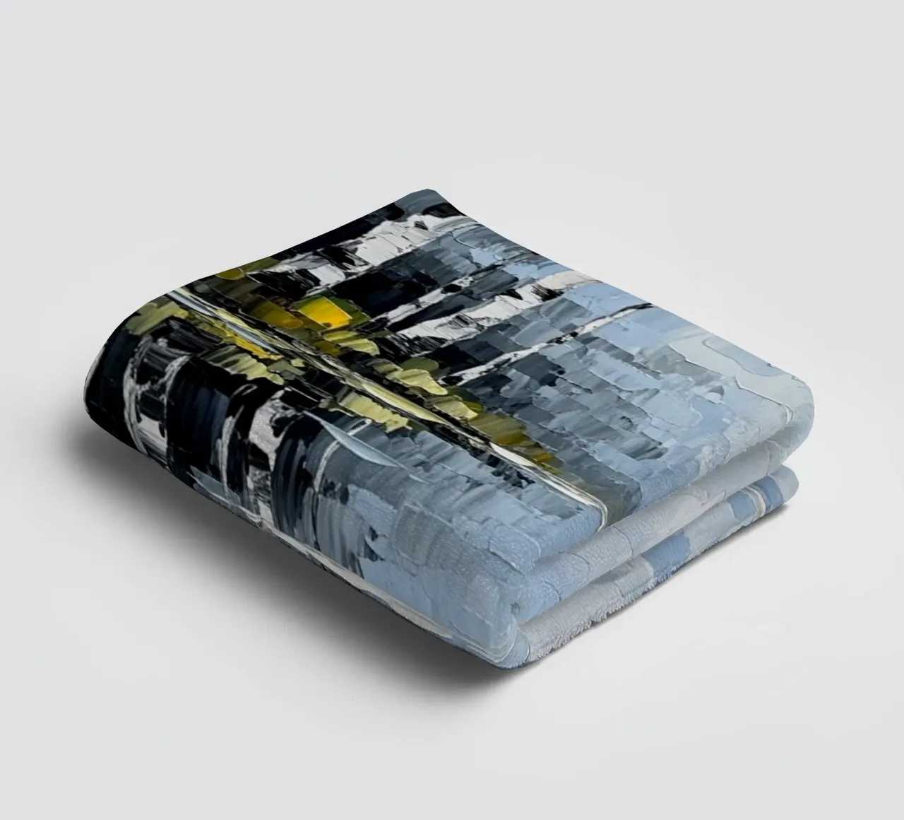 Sereen berkenbos: Een structuurschilderij in impasto badhanddoek van Artistic-shop