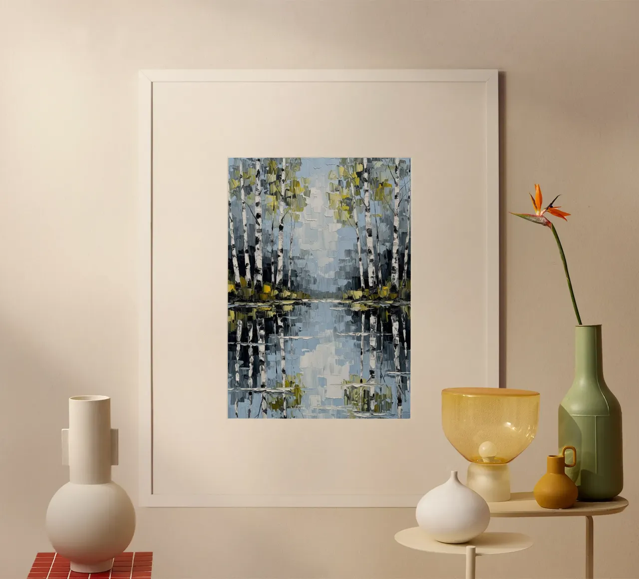 Gelassener Birkenwald: Ein texturiertes Impasto-Gemälde Hahnemühle von Artistic-shop