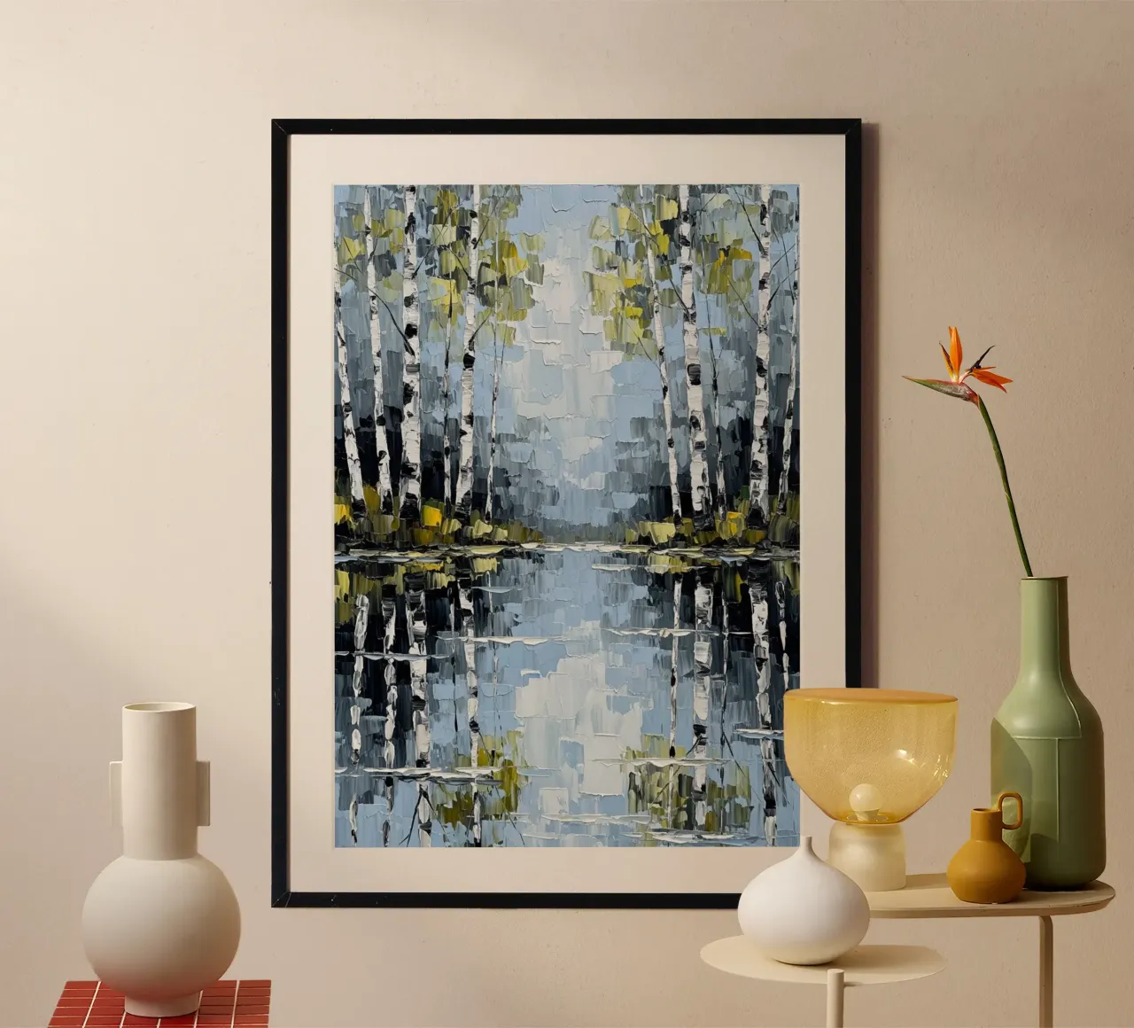 Gelassener Birkenwald: Ein texturiertes Impasto-Gemälde Hahnemühle von Artistic-shop