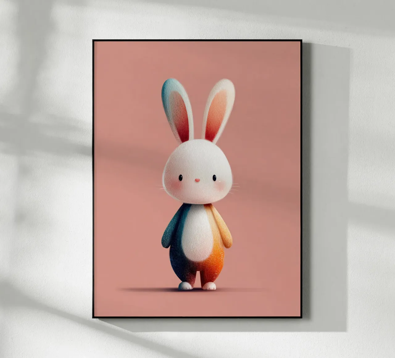 Poster con coniglietto arcobaleno per la cameretta di un bambino plexiglass da Kid’s Dream