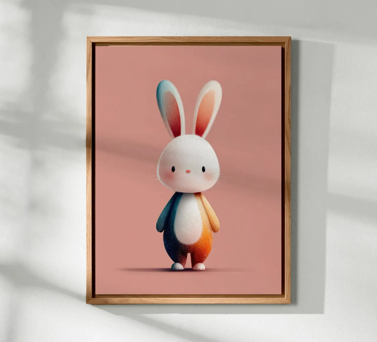 Poster con coniglietto arcobaleno per la cameretta di un bambino alluminio dibond da Kid’s Dream