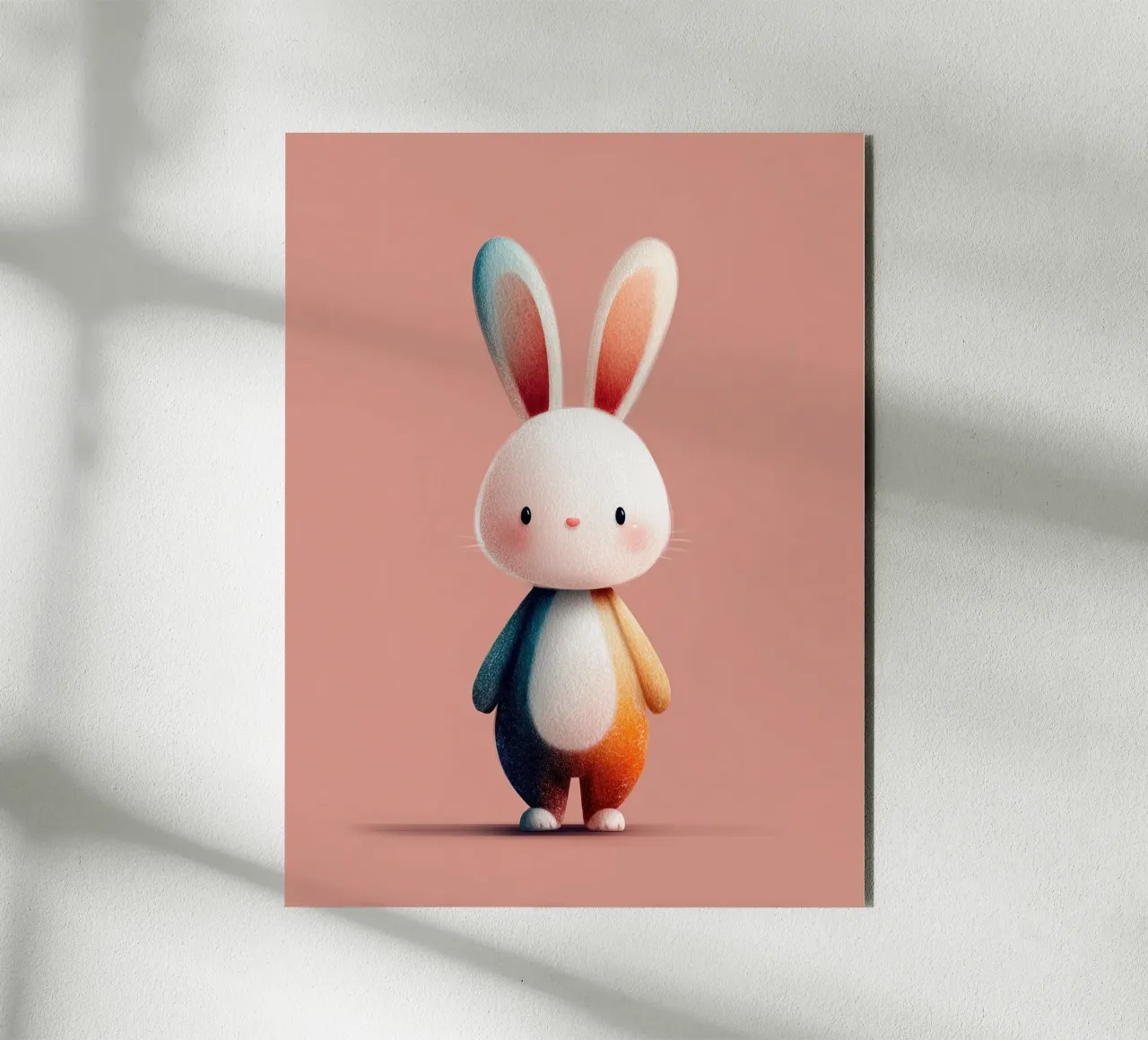 Poster con coniglietto arcobaleno per la cameretta di un bambino alluminio dibond da Kid’s Dream
