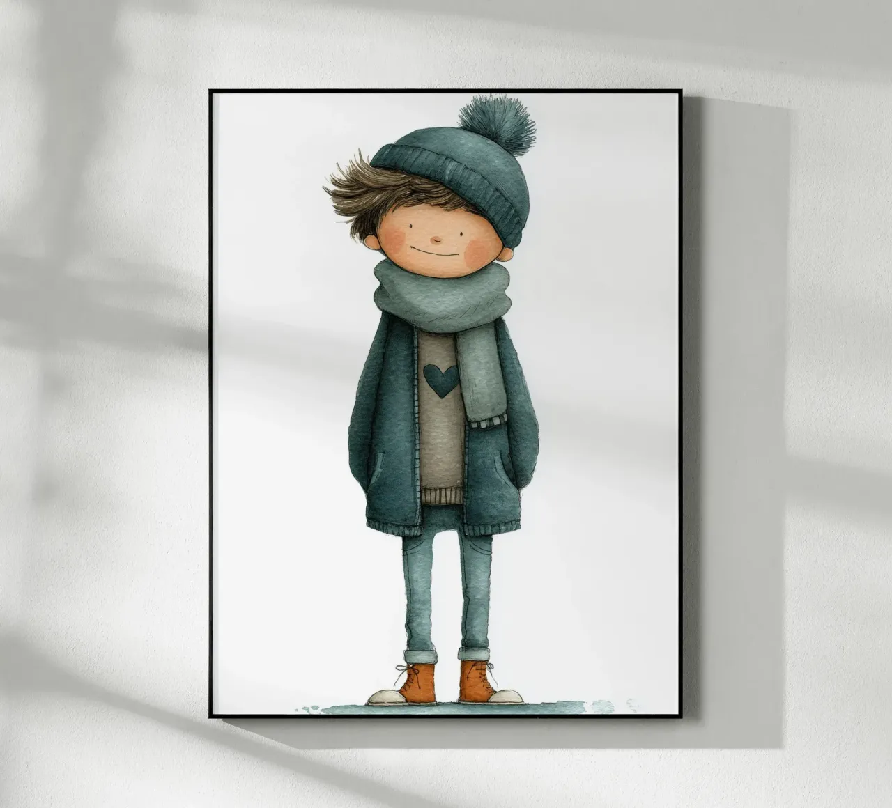 Poster per la cameretta di un bambino con cappello e sciarpa plexiglass da Kid’s Dream