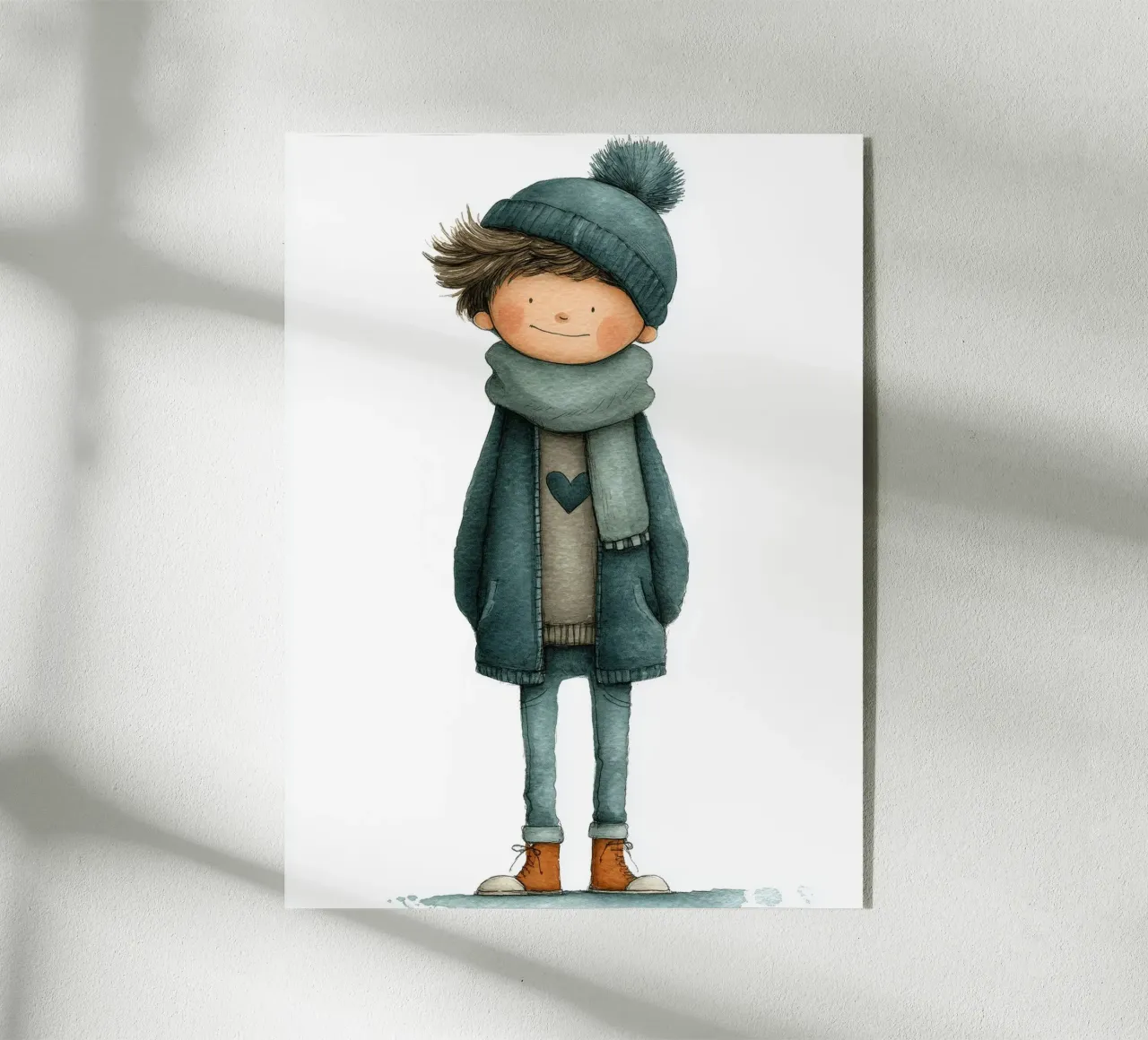 Poster per la cameretta di un bambino con cappello e sciarpa plexiglass da Kid’s Dream