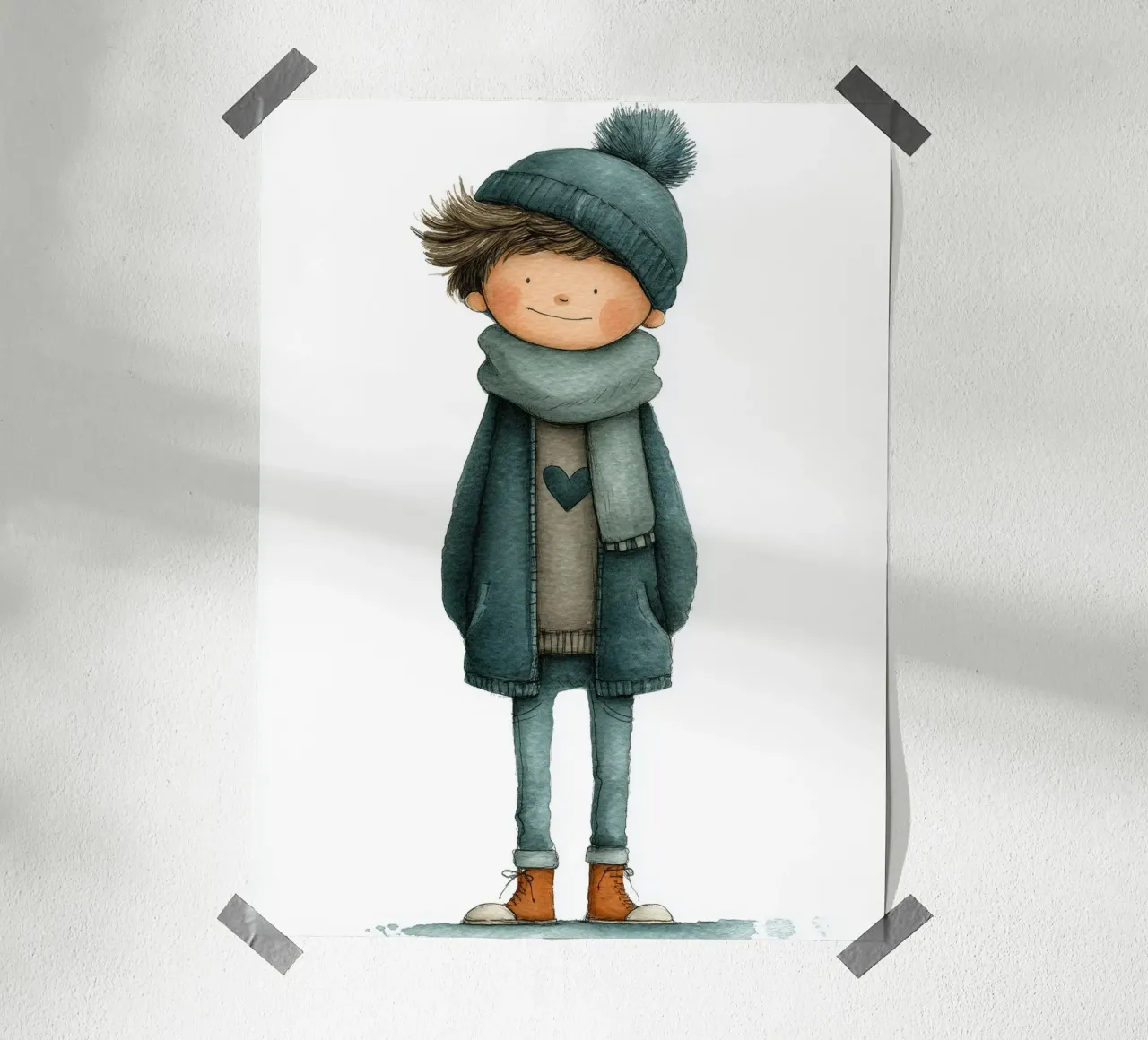 Poster per la cameretta di un bambino con cappello e sciarpa carta hahnemühle da Kid’s Dream