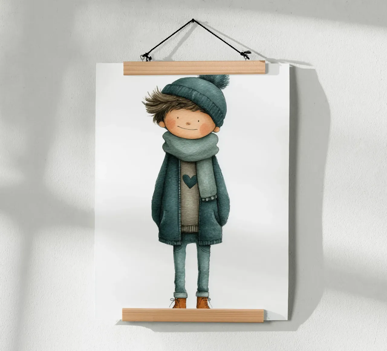 Poster per la cameretta di un bambino con cappello e sciarpa carta hahnemühle da Kid’s Dream