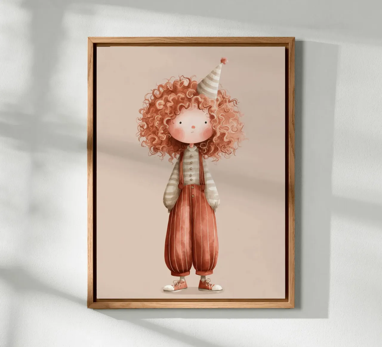 Poster per la cameretta dei bambini piccolo clown rosso in acquerello alluminio dibond da Kid’s Dream
