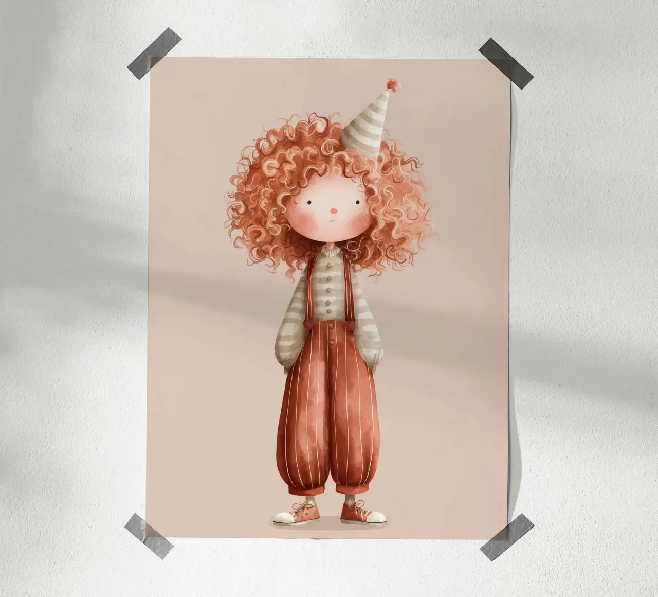 Poster per la cameretta dei bambini piccolo clown rosso in acquerello carta hahnemühle da Kid’s Dream