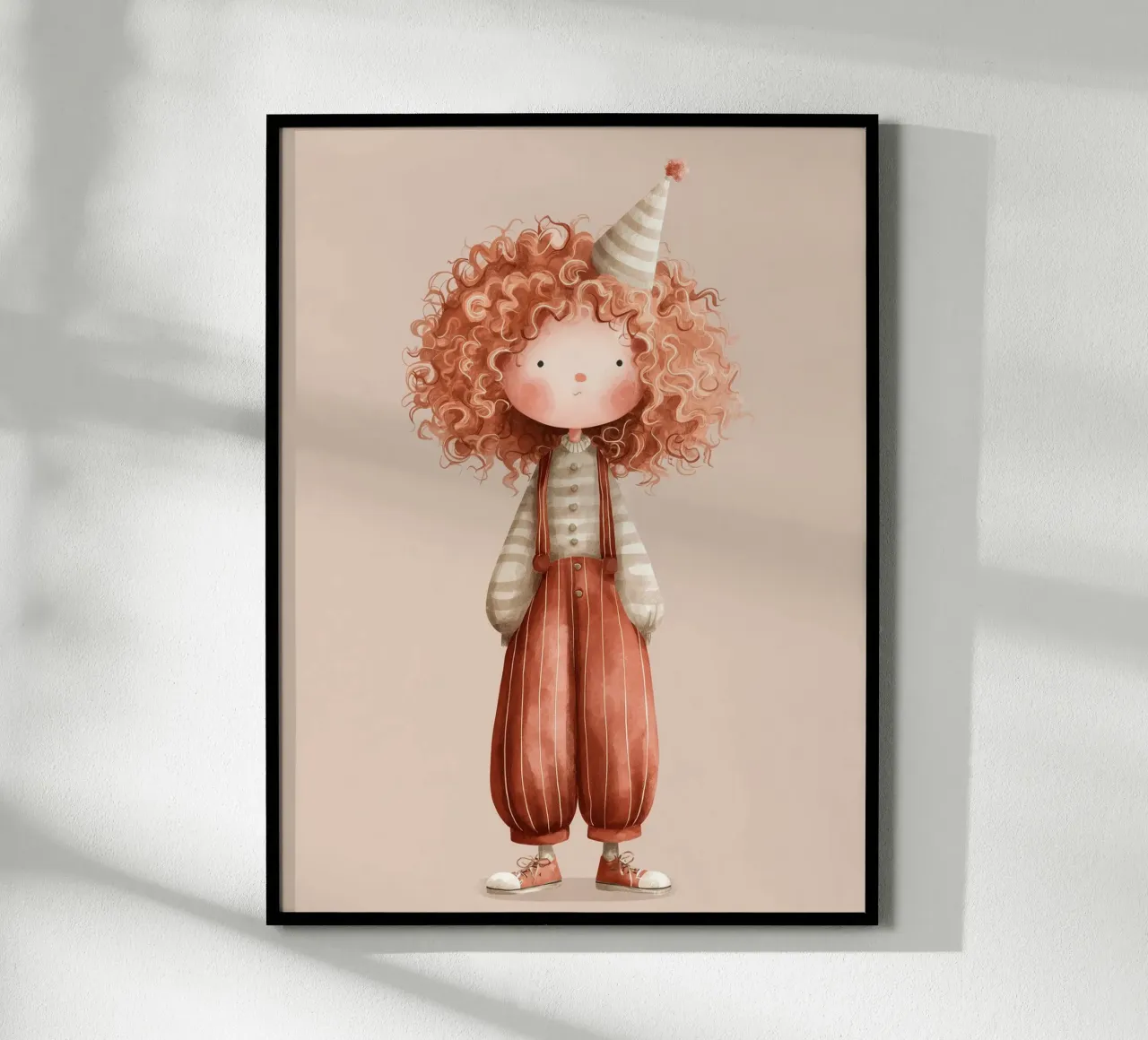 Poster per la cameretta dei bambini piccolo clown rosso in acquerello carta hahnemühle da Kid’s Dream