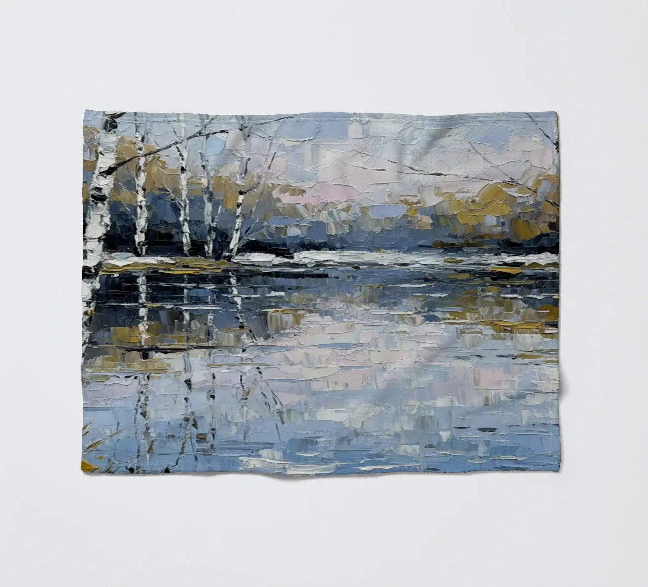 L'abbraccio dell'inverno: Un sereno bosco di betulle riflesso coperta in pile da Artistic-shop