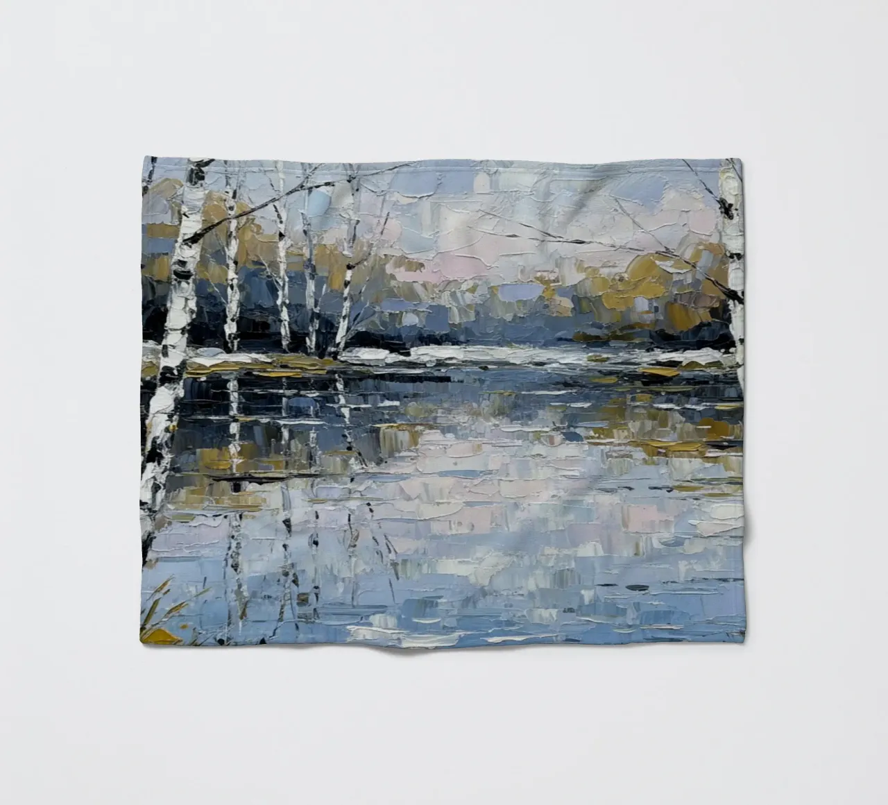 L'abbraccio dell'inverno: Un sereno bosco di betulle riflesso coperta in pile da Artistic-shop