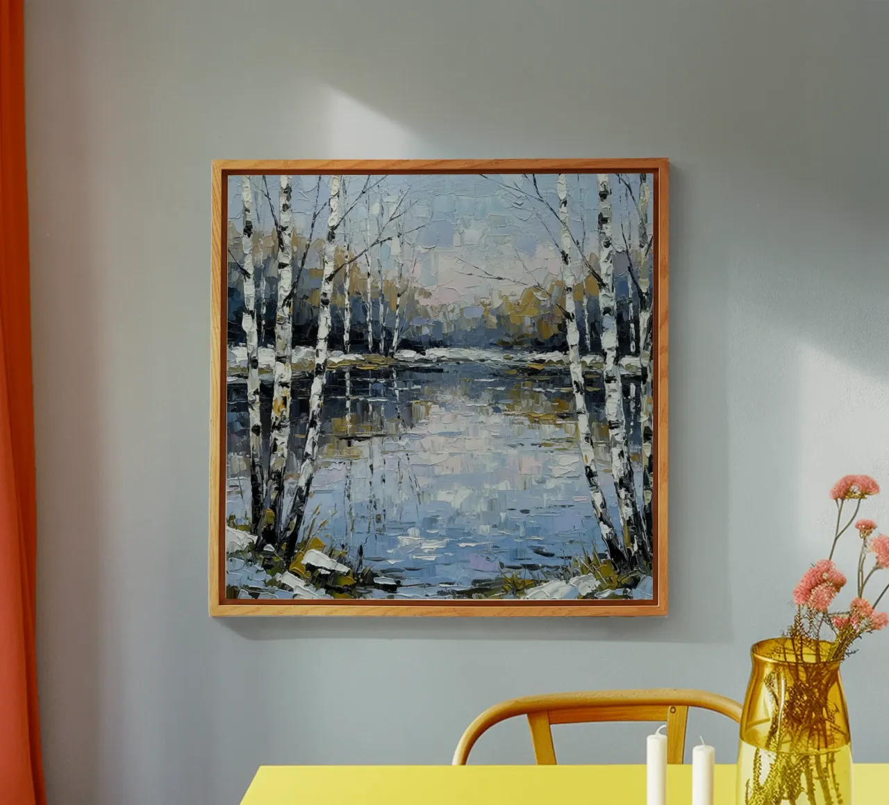 L'abbraccio dell'inverno: Un sereno bosco di betulle riflesso plexiglass da Artistic-shop
