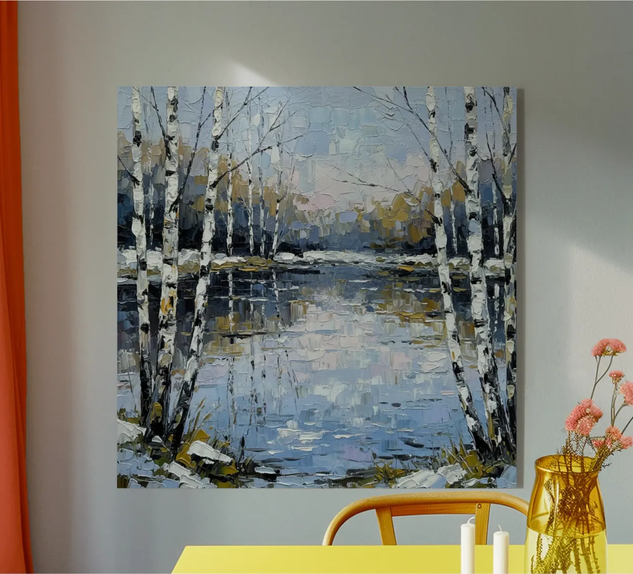 L'abbraccio dell'inverno: Un sereno bosco di betulle riflesso plexiglass da Artistic-shop