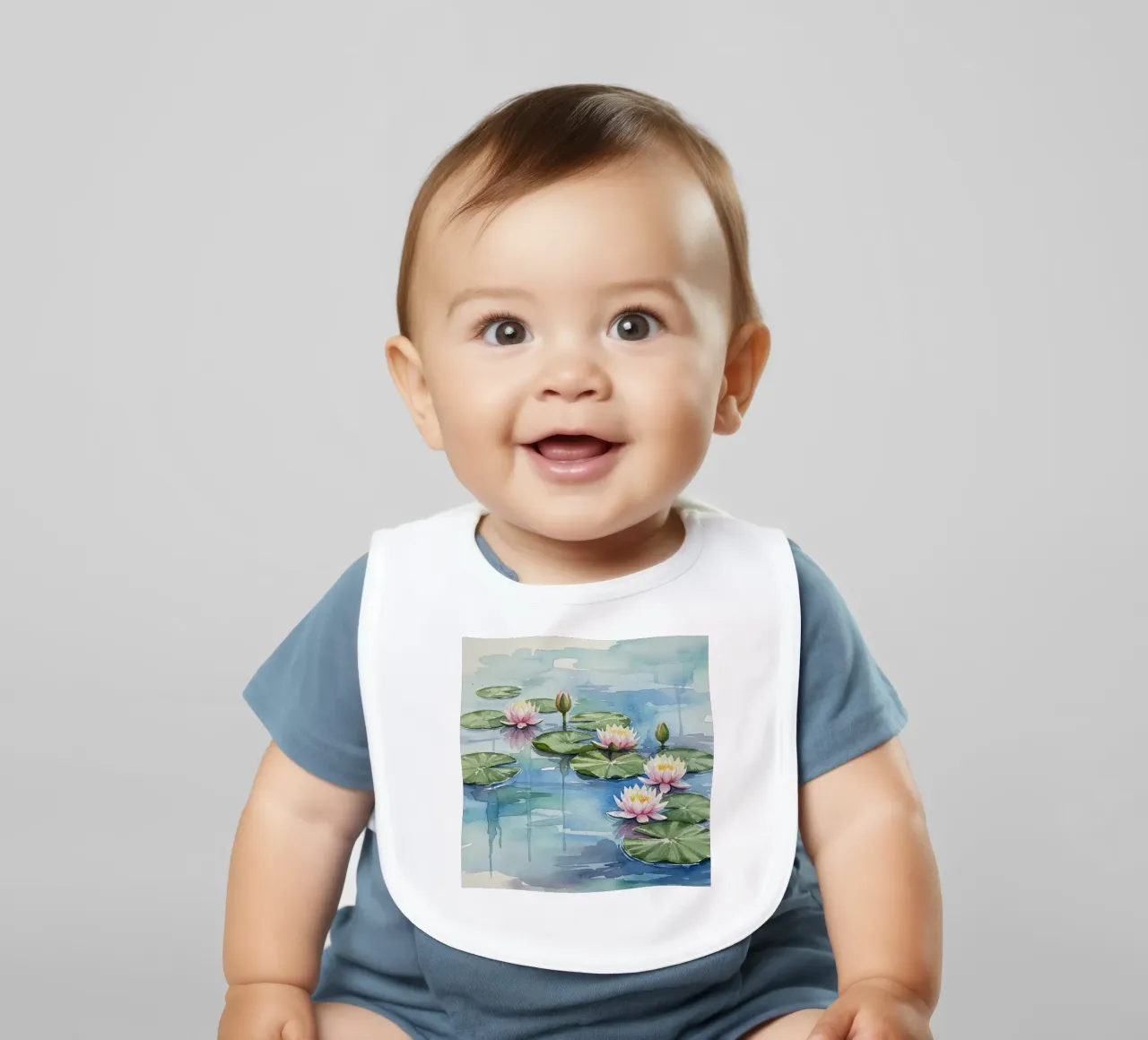 Ninfee serene: Uno stagno tranquillo ad acquerello bavaglino da Artistic-shop